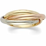 14K Tri-Color Gold Three-Band Rolling Ring - Size 9.5
