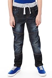 Pure Cotton Ribbed Waistband Bow Leg Jeans