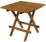 SeaTeak Square-Grate Top Folding Deck Table, Oiled Finish