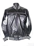 Oakland Raiders Pleather Varsity Jacket with Knit Collar