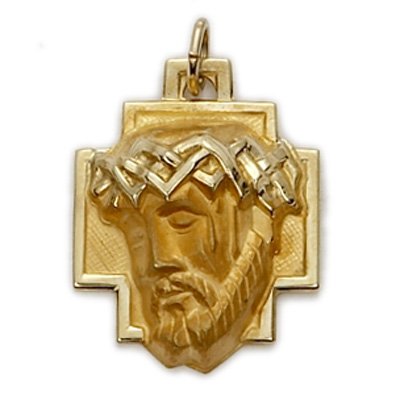 14K Yellow Gold Ecce Homo Medal Christian Jewelry Jewelry Miraculous Patron Saint St Medal Catholic Gift Boxed Pendant Charm Relic Without A Chain