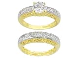 2.36CTW BELLA LUCE DIAMOND SIMULANT STERLING SILVER AND 18KT OVER STERLING SILVER RING WITH BAND
