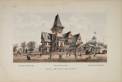 1876 Centennial Exposition New Jersey State Building - Original Lithograph