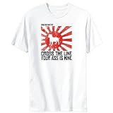 T-Shirt Mens White  English Mastiff CROSS THE LINE Your ASS IS MINE  Dogs