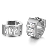 Small Women's Fashion Diamond Earrings Titanium Stainless Steel Clip-on Earrings (White)
