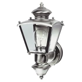 Heath/Zenith SL-4150-SC 150-Degree Motion-Activated Charleston Coach Style Decorative Lantern, Silver Pewter