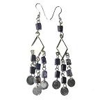 Goldstone Earrings 02 Chandelier Blue Goddess Glass Copper Diamond 3.2