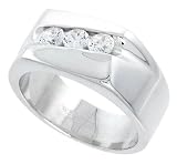 Gent's Perfect Quality Sterling Silver Brilliant Cut Cubic Zirconia Ring