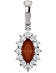 Platinum 8.00x4.00mm Marquise Cut Mozambique Garnet and Diamond Pendant -- LIFETIME WARRANTY
