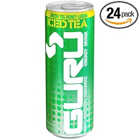 Guru Iced Tea Green Tea Honey-lemon Energy Drink, 100% Natural, 12-Ounce Cans (Pack of 24)