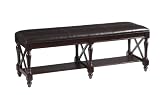 Entryway Bench with Espresso Upholstered Seat in Tobacco Finish