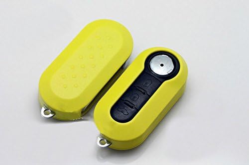 Fiat 500 Remote Flip Key Case 3 Buttons Shell Blank Replacement Fob Uncut New Blade YELLOW Color (No Electronics - Empty Case Only)