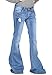Glamour Outfitters 60s 70s Ripped Distressed Denim Flared Jeans - Blue