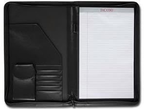 Black Synthetic Leather Zip-Around Padfolio - Legal Size