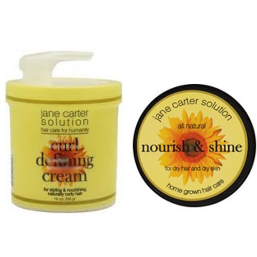 Jane Carter Nourish and Shine for Dry Hair and Dry Skin 4 oz & Jane Carter Solution Curl Defining Cream 16 oz Combo Set by Jane Carter Solution