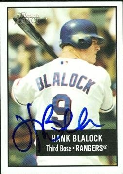 Hank Blalock Autographed/Hand Signed MLB Baseball Card (Texas Rangers) 2003 Bowman Heritage #75