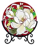 Magnolias Hand Painted Stained Holder Lamp