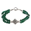 Handmade Green Aventurine & Etched Silver Bead Bracelet