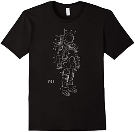 Apollo Space Suit T-Shirt. Retro Space Suit Vintage Diagram - Male Medium - Black