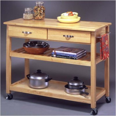 Solid Wood Top Kitchen Island Cart