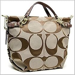Coach Brooke Signature Carly Shoulder Hobo Bag Purse Tote Khaki Bronze