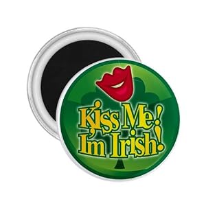 2.25 Inch Magnet of Kiss Me I'm Irish (Green Shamrock, Celtic, Club, Gold, Irish, Ireland, Little,...