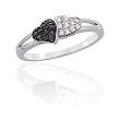 14K White Gold 0.11 ct. Black and White Diamond Heart Ring
