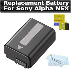 Battery Kit For Sony Alpha a55, a33, SLT-A33, SLT-A55, NEX-3, NEX-5, NEX-5N, NEX-C3, NEX-7 DSLR Includes Replacement NP-FW50 Battery 2200 mAH + Lens Cleaning Kit + MicroFiber Cleaning Cloth
