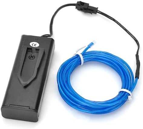 Houwoods21 EL-3M Folding Bending 3-Mode Neon Blue Light Cable w/ Battery Case - Blue (3m / 2 x AA)