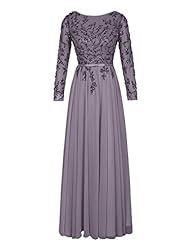 Chiffon Long Sleeves Backless Natural   Waistline Evening Dress/Prom Dress/Party Dress 