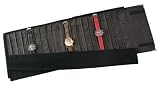 Optima Italian Black Suede 18 Watch and Bracelet Roll with Black Interior