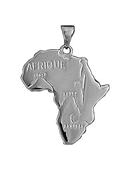 Sterling Silver Africa Afrique Continent Map Pendant