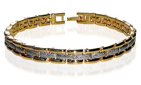 Magnetic Alloy Link Two Tone Bracelet 8.5