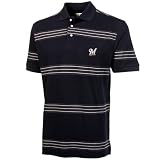 MLB Cutter & Buck Milwaukee Brewers University Stripe Pique Polo - Navy Blue (Large)