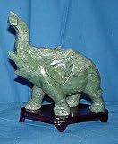 Jade Trunk up Elephant Figurine Statue Sculpture Asian Art Decor Gifts