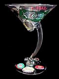 Casino Cards & Chips Design - Hand Painted - Sexy Martini - 7 oz. (curved stem)