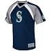 MLB Men's Seattle Mariners Jetstream V-Neck Synthetic Raglan Fashion Top (Athletic Navy/Stone Gray/White, Large)