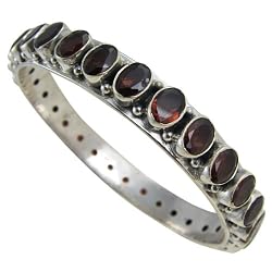 Bangle Jewelry Sterling Silver Garnet Gemstone 2.5 inches (ban122a)