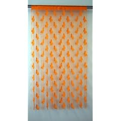 Fadenvorhang "Luna" mit eingewebtem Schmetterlingsmuster. Fb.: orange, Tunnelzug. 175x95cm