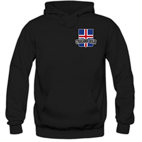 Island EM 2016 #5 Kapuzenpullover | Fußball | Herren | Strákarnir okkar | Trikot | Nationalmannschaft, Farbe:Schwarz (Black F421);Größe:L