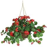New Nearly Natural Geranium Silk Hanging Basket Red/Pink Beautiful Amazing Attractive Wonderful