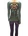 PattyBoutik Women's Ribbed Lace Up Back Long Sleeve Sweater