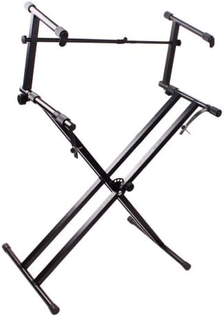 FireKingdom Durable Adjustable X-type Dual Double Keyboard Stand,Black