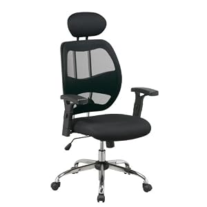 Office Star Screen Back and Mesh Seat Chair with Headrest and Chrome Finish