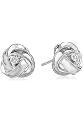 Sterling Silver Diamond-Accented Knot Stud Earrings
