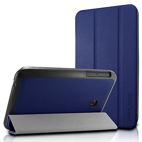Infiland Tri-Fold Ultra Slim Shell Leather Case Fit Stand Cover For ASUS MeMO Pad 7 ME170CX / ASUS MeMO Pad 7 ME170C / ASUS Fonepad 7 FE170CG 7-Inch Tablet, Navy