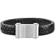 Inox Jewelry 316L Stainless Steel Black Leather Braided Men's Bracelet