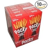 Pocky Chocolate Cream Covered Biscuit Sticks (Pack of 10) by Glico Discounts
