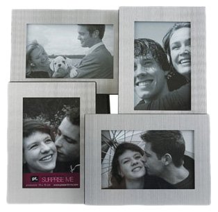 Present Time Photo Frame Collection, Matt Aluminum, Holds 4 photos of 10 x 15 cm