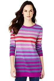 Pure Cashmere Slash Neck Striped Knitted Tunic